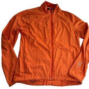 IBEX Orange Jacket, Full Zip.  Grid Pattern.  Size Adult Large, Silver Logo